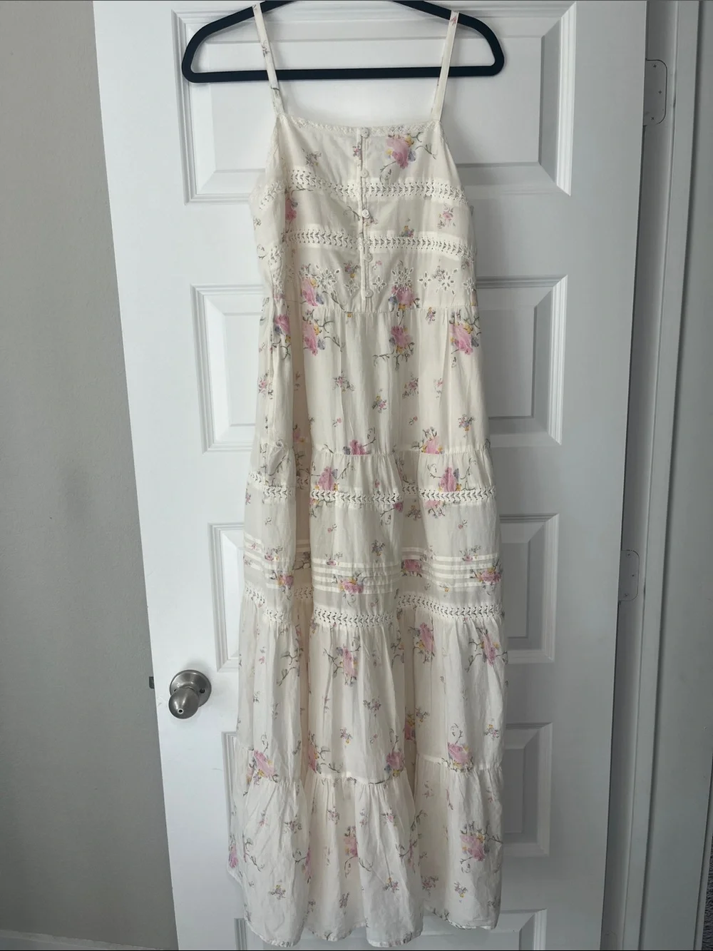 Universal Thread Cream Floral Maxi Dress with Pink Accents - Picture 1 of 3